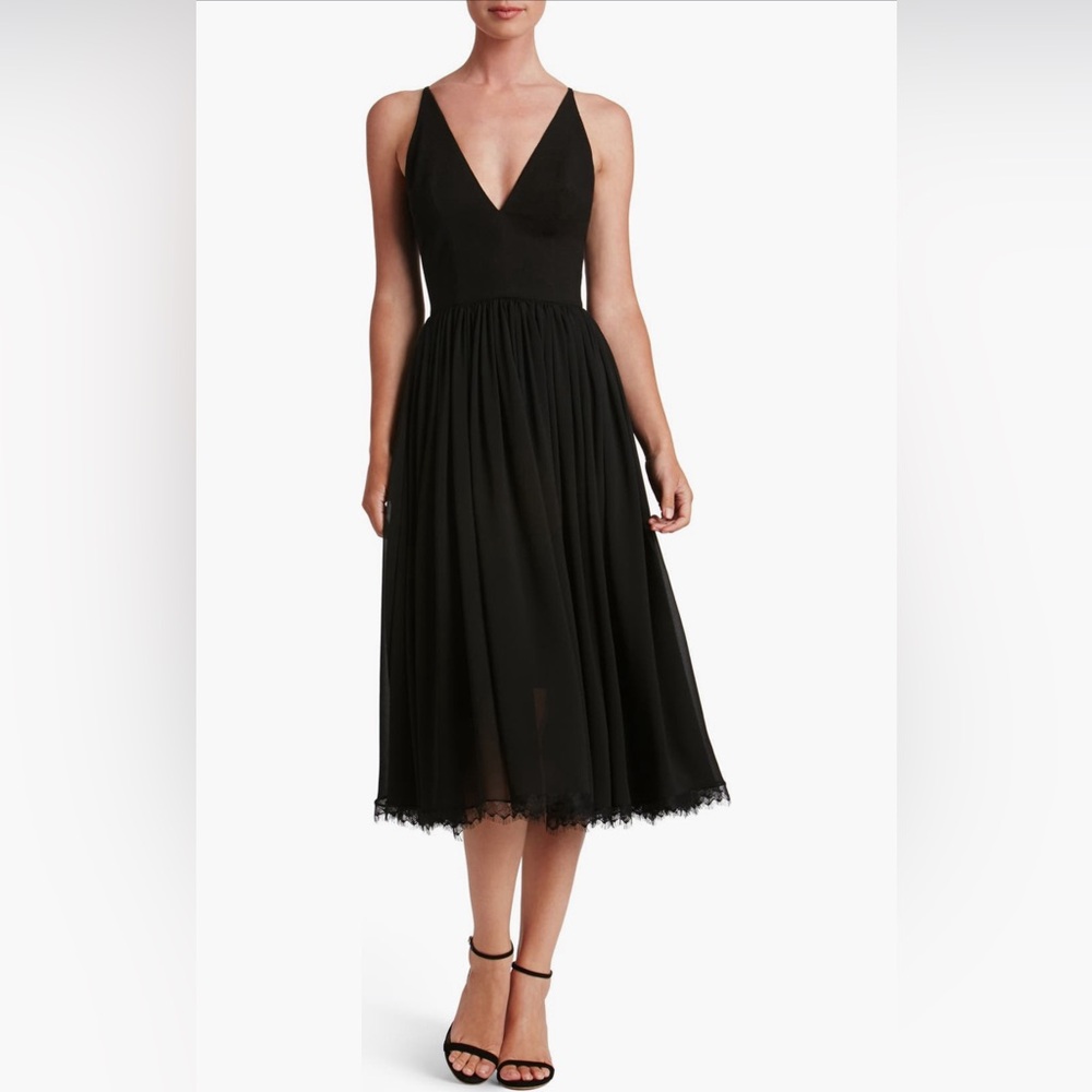 Dress the population Alicia mixed media midi dress
